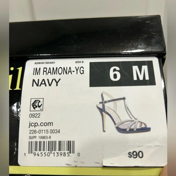 I. Miller Navy Rhinestone Heels Size 6 Wedding Party Ankle Strap - Picture 11 of 12